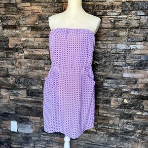 Strapless Lavender Patterned Summer Dress